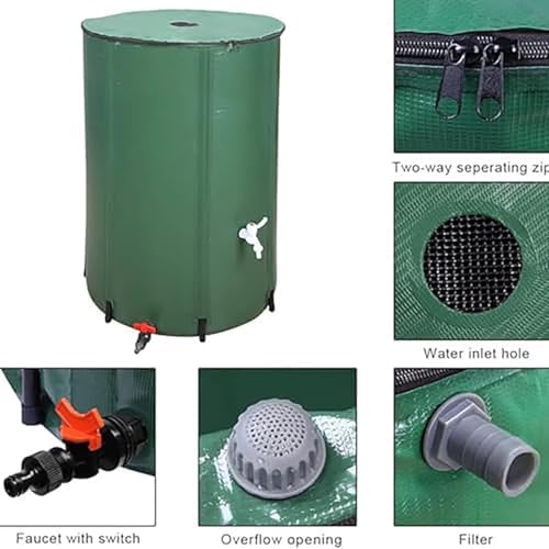 Portable 13-Gallon Rain Barrel - Collapsible Water Storage Tank for Gutter Downspout Rainwater Harvesting (Blue) - Eco-Friendly, Space-Saving, Efficient Rainwater Collection System - Image 3