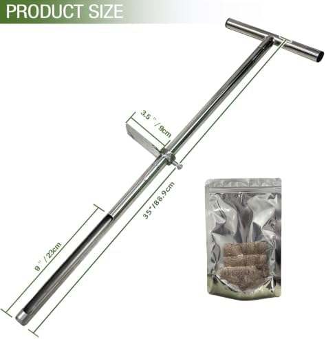 Soil Probe 35 Inch with 2 Bags, Straight Soil Sample Probe for Lawn House Plants, T-Handle Soil Sampler Probe Rod with Pedal, Stainless Steel Soil Test Kits Tool for Soil Sampling - Image 4