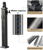 Outdoor Retro Post Faucet Freestanding Garden Hose Holder with Faucet & Spray Gun, Floor Mounted Water Tap for Irrigation Washing, Vertical Water Column Feature(Bronze Color,69cm/27.1in) - Image 2