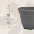 Bloem Ariana 6" Plastic Self-Watering Planter, Charcoal, 4-Pack - Image 4