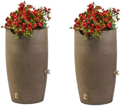 Impressions Havana Rain Barrel and Planter Top, 50 Gallon Capacity, Khaki Granite (2 Pack) by Unknown