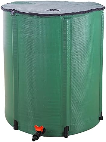 Collapsible Rain Barrel,Portable Water Storage Tank to Collect Rainwater,Rainwater Collection System Downspout,Water Storage Tank Catcher Container with Filter Spigot Overflow Kit (Green,66 Gallon) by Ynredee