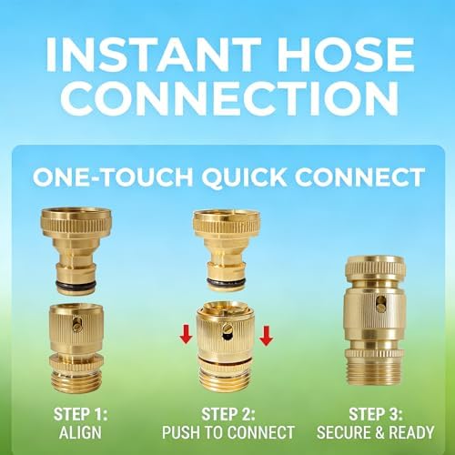 3/4 Inch GHT Solid Brass Garden Hose Quick Connect Fittings, Water Hose Connectors with Leak-Proof Seal for Outdoor Gardening and Cleaning Use (6, Gold) - Image 6