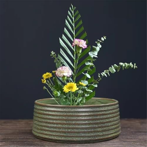 Plant Trays Indoor Outdoor Flower Arranging Saucer with Striped Vintage Rough Pottery Deep Tray - Image 7