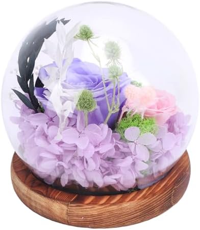 Zerodis H Icrafts Light LED Flower Glass Ball Lamp with Handcrafted Dome for Home Decor Bedroom Office Gift Rose Flowers Glass Globe (Type 2) - Image 4
