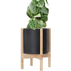 D'vine Dev Plastic Pot with Natural Wood Stand, Black, 10 in, 55-C-M-2 by DvineDevPlanterPotsandStand