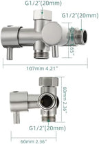 Tecmolog 2 Way Shower Diverter Brushed Nickel Shower Head Shut Off Valve Splitter Brass, DSF014NA - Image 6
