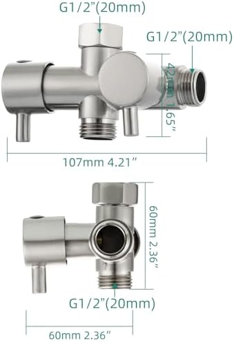 Tecmolog 2 Way Shower Diverter Brushed Nickel Shower Head Shut Off Valve Splitter Brass, DSF014NA - Image 6
