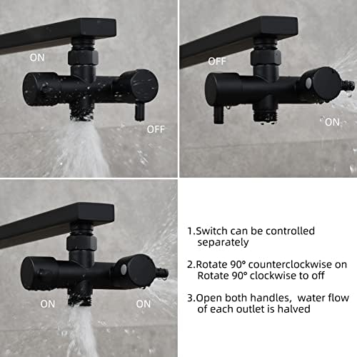 Tecmolog Brass Shower Shut Off Valve G 1/2 2 Way Black Shower Arm Diverter for Hand Shower, DSF014B - Image 5