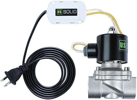 U.S. Solid Smart WiFi Solenoid Valve, 3/4 in Stainless Steel, AC 110 V, App-Controlled, Normally Closed, FKM Seal, 7.6 Cv, Manual Switch, Schedule and Loop Timer by USSolid