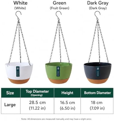 11.4 Inch, 2-Pack Large Self Watering Hanging Planters, Durable Resin Pots for Indoor Outdoor Plants with Detachable Bottom, Water Storage, Breathable Drainage (Dark Gray, 2) - Image 4