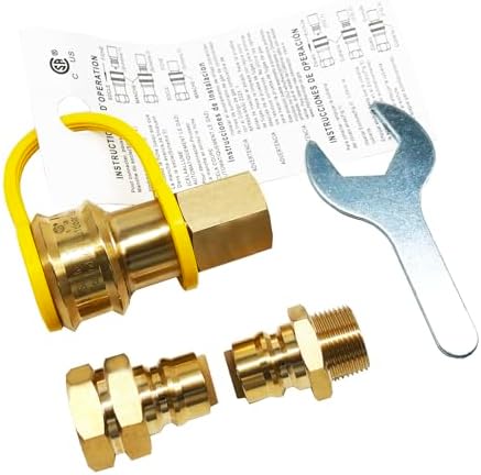 3/4" Female and Male Solid Brass Dual Fuel Generator Natural Propane Hose Quick Connect Disconnect Fittings Convert for Pipe Natural Gas Supply for Generators by GRILLJOB