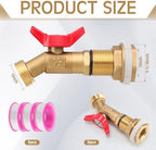 JaGely 3 Sets Brass Rain Barrel Spigot Kit with Heavy Duty Bulkhead Fitting Quarter Turn Ball Valve Rain Barrel Faucet for Aquariums, Water Tanks, Tubs, Pools(Red) - Image 3