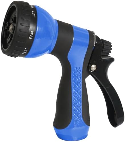 Gardener Select® Heavy-Duty Metal Garden Hose Nozzle with 9 Spray Patterns, Slip Resistant Rubberized Pistol Grip by GardenerSelect