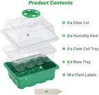 Bonviee 15-Pack Seed Starter Trays, Humidity Dome, Base, 12-Cell Tray, Green - Image 2