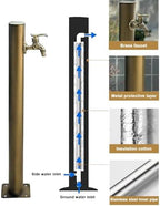 Stainless Steel Freestanding Garden Water Column with Faucet - Outdoor Hose Holder, Anti-Freeze, Vertical Design for Efficient Watering (Silver) - Image 4