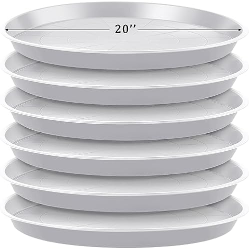 Eccliy 6 Pack Plastic Plant Saucer, Round, 20 Inch, White by Eccliy
