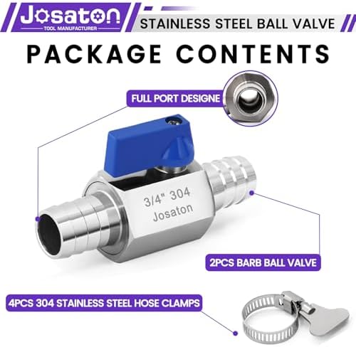 2-Pack 3/4" Hose ID Barb Mini Ball Valve with Clamps Kit - Image 6