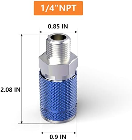 GASHER 12PCS Bule 1/4-Inch Male Industrial Coupler,1/4 Inch NPT Male Threads Size, Quick Connect Air Coupler - Image 2