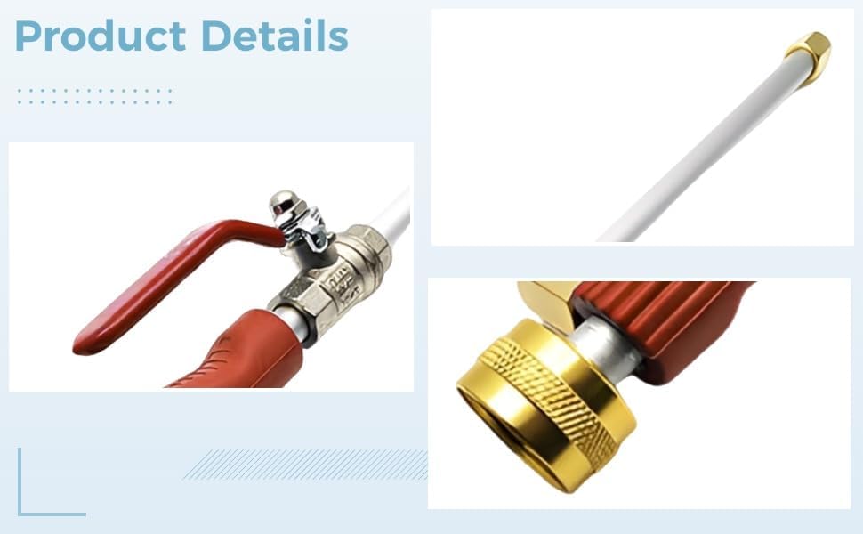 Strong Pressure Hose Nozzle Set with 2 Nozzles, 19 in / 48.5 cm Garden Hydro Blast Nozzle, Power Washing Wand for Hose Cleaning, Car Wash Kit with Gloves and Extension Tube - Image 3