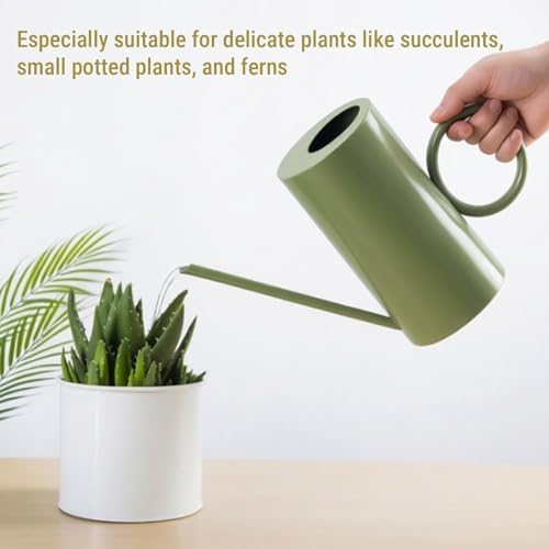 Dpofirs No Spills Watering Can for Indoor Gardening | Stainless Steel Long Spout 33.5cm Pot for Succulents (Green) - Image 3