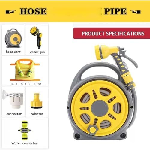 Garden Hose Reel Cart With Spray Gun, Portable Retractable Water Hose Reel For Outdoor Irrigation And Car Washing, 15m PVC Hose(Hose Cart+16m+5m Pipe) - Image 7