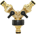 Valve,3 Way Ball Valve, Hose Connector, Brass Female 3/4" 2 Way Tap Water Splitter, 5/8" Garden Y Quick Irrigation Valve Pipe Adapter 1pcs(B) by Unknown