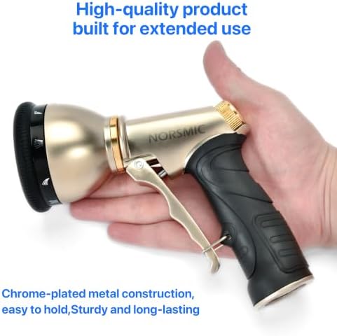 Garden Hose Spray Gun, 10-Pattern High Pressure Metal Nozzle - Image 4