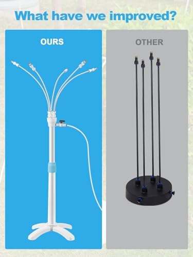 Stand Misters for Outside Patio with Adjustable Riser Tube (up to 46in) - 5 Brass Nozzles and 26FT Line Standing Misting Cooling System for BBQ, Patio, Pool, and Water Activities - Image 3
