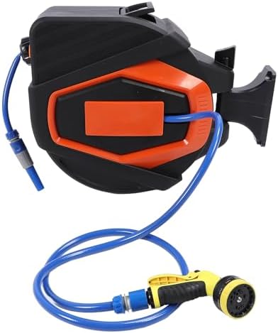 VINGVO Wall Mounted Hose Reel, 30m Retractable with 10 Nozzle by VINGVO