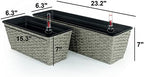 Planters, Self-Watering Rectangle Wicker, 2-Pack, 23 Inch, Gray - Image 2