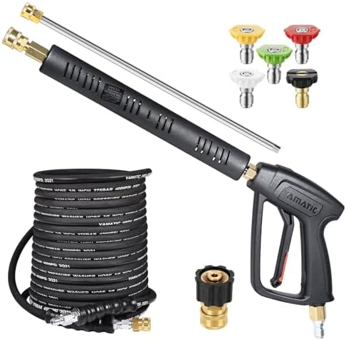 YAMATIC Pressure Washer Gun and 50 FT Rubber Hose Kit with Extension Wand by YAMATIC
