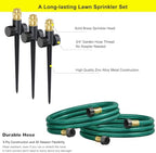 FANHAO Above Ground Irrigation Garden Sprinkler System, Metal Adjustable Garden Sprinkler Set, 360 Degree Large Area Coverage Irrigation Kit for Lawn, Patio, Flower Bed & Garden - Image 3