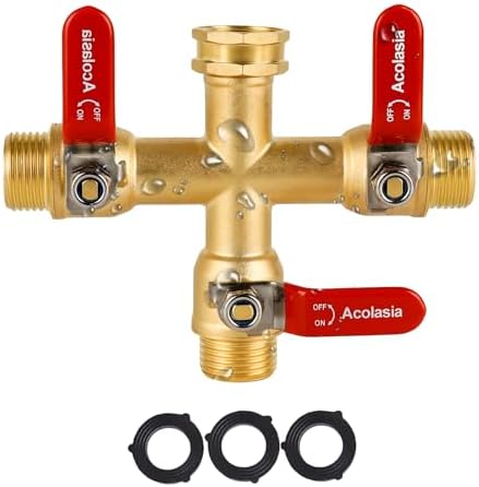 Hose Splitter 3 Way Heavy Duty Brass Garden Hose Splitter with 304 Stainless Steel Long Handle Outdoor Full Flow Hose Splitter Connector, 3/4" GHT Thread by Unknown
