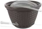 Suncast Decorative Wicker Garden Hose Holder Pot with 4 Drain Holes for 100 Foot Hoses, Java by Unknown