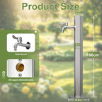 304 Stainless Steel Vertical Garden Water Column, Freestanding Hose Stand with Faucet, Outdoor Antifreeze Faucet Dispenser, Hydrant Water Feature Fountain(Wide Height: 86cm/33.9in) - Image 2