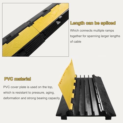 Cable Protector Ramp 4-Channel Rubber Cable Ramp, Heavy Duty Cable Protector Wire/Hose/Pipe Hider Driveway Protective Covering - Image 5