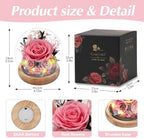 Casaido Preserved Roses Flowers for Delivery, Mothers Day Rose Gifts for Her, Pink Forever Flores in Glass Dome for Women Mom Wife Girlfriend, Anniversary Birthday Gift for Vanlentines Day Christmas - Image 6