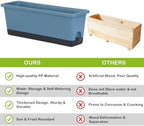 Window Box Planter 4 Packs, 17 Inches Rectangle Flower Pots with Drainage Holes & Trays, Pots for Vegetables, Herbs, Flowers, Garden Windowsill Balcony (Blue, 17 * 5.1 * 6 inch) - Image 3