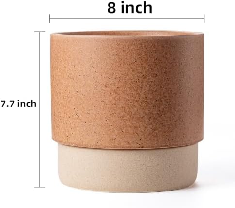 8 Inch Ceramic Self Watering Planter with Drainage Hole Terracotta - Image 2