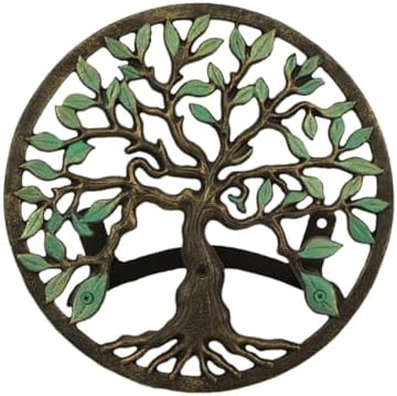 Zeckos Garden Hose Holder Tree of Life 12 Inch Cast Iron Green Bronze - Image 2