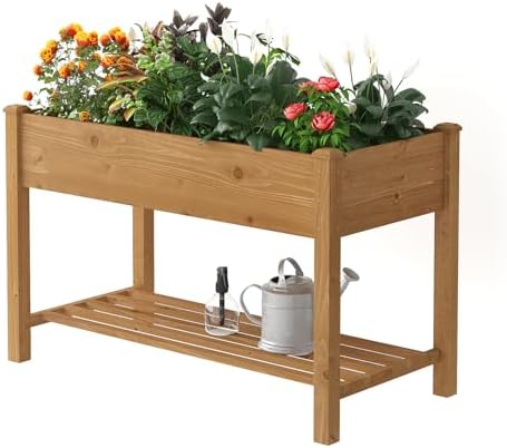 Wooden Planter Elevated Wooden Raised Garden Bed with Legs Planter Box by PULIJIAJU