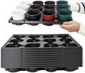 RooTrimmer 12 Cell Round Nursery Pots Trays Thickened Durable Seedling Pots Shuttle Carrying Trays for Holding 4 inch Nursery Pots (16.85" × 12.6", 10-Pack) by RooTrimmer