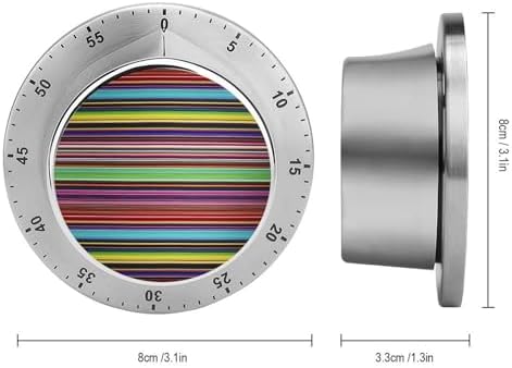 Mechanical Kitchen Timers for Cooking,Striped Printed 60 Minute Magnetic Countdown Timer,Cute Cooking Timers with Alarm,Stainless Steel Time Timer Manual No Batteries Required - Image 2