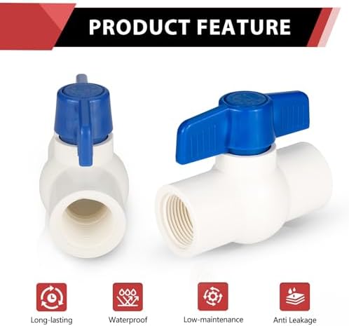 5piece EFIELD 1" PVC Ball Valve (FPT Threaded) Schedule 40,Blue Lever - Image 4