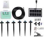 WALFRONT Automatic Watering Pot Plant Solar Drip Irrigation System, 24V DC with LED Timer, Rainwater Collector, Hose and Dripper Kit for Indoor Outdoor Garden Greenhouse (White) by Walfront