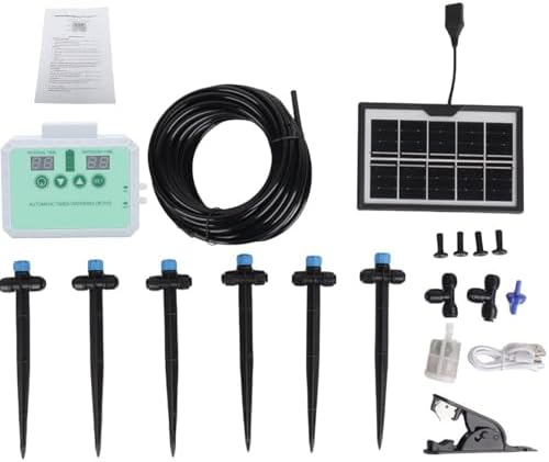 Asixxsix Automatic Watering System for Potted Plants, Solar Powered Timer Controlled 70% Water Saving Drip Irrigation Kit, Watering System with 1.5W Solar Panel 10M Hose (White) - Image 6