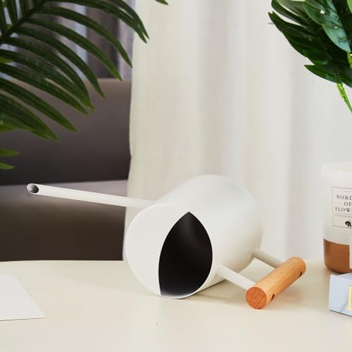 Watering Can for Indoor Plants, Small Watering Cans for House Plant Garden Flower,Watering Can 900ml Stainless Steel Long Spout Wooden Handle Elegant Flower Watering Pot (White) - Image 4
