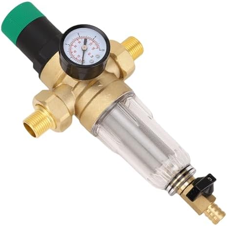 1in DN25 Water Pressure Regulator, Brass Pressure Reducer, Home Regulator with Backwash Filter & Meter Fittings, Ideal for RV Travel Trailer Water Hose - Image 3