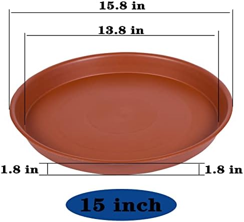 4 Pack of 16 inch Plant Saucer, Heavy Duty Plastic Saucer 16" Round, Plant Trays for Pots, Flower Plant Saucers for Indoors, Plant Trays for Planter 14"/15"/16" (16 inch, Terracotta) - Image 2